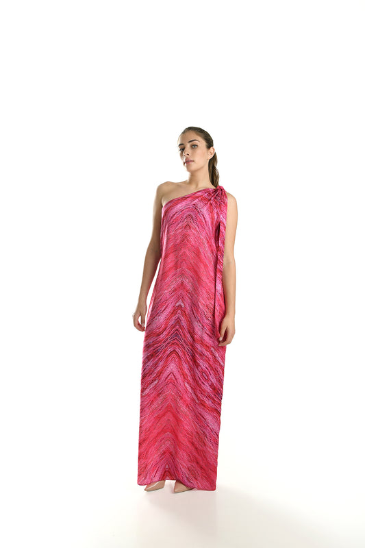 Pink One-Shoulder Long Dress