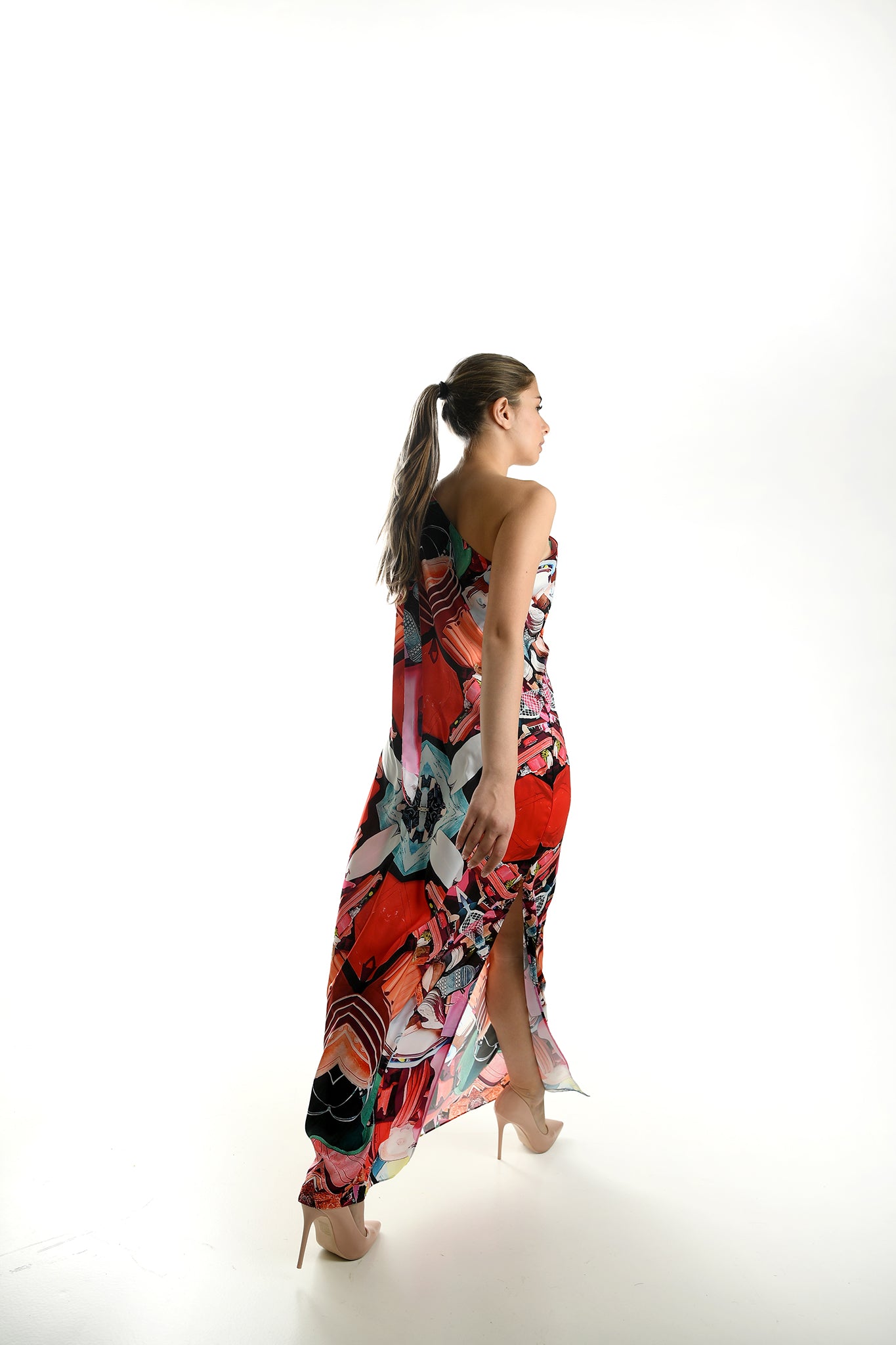 Red Forest - One Shoulder Long Dress