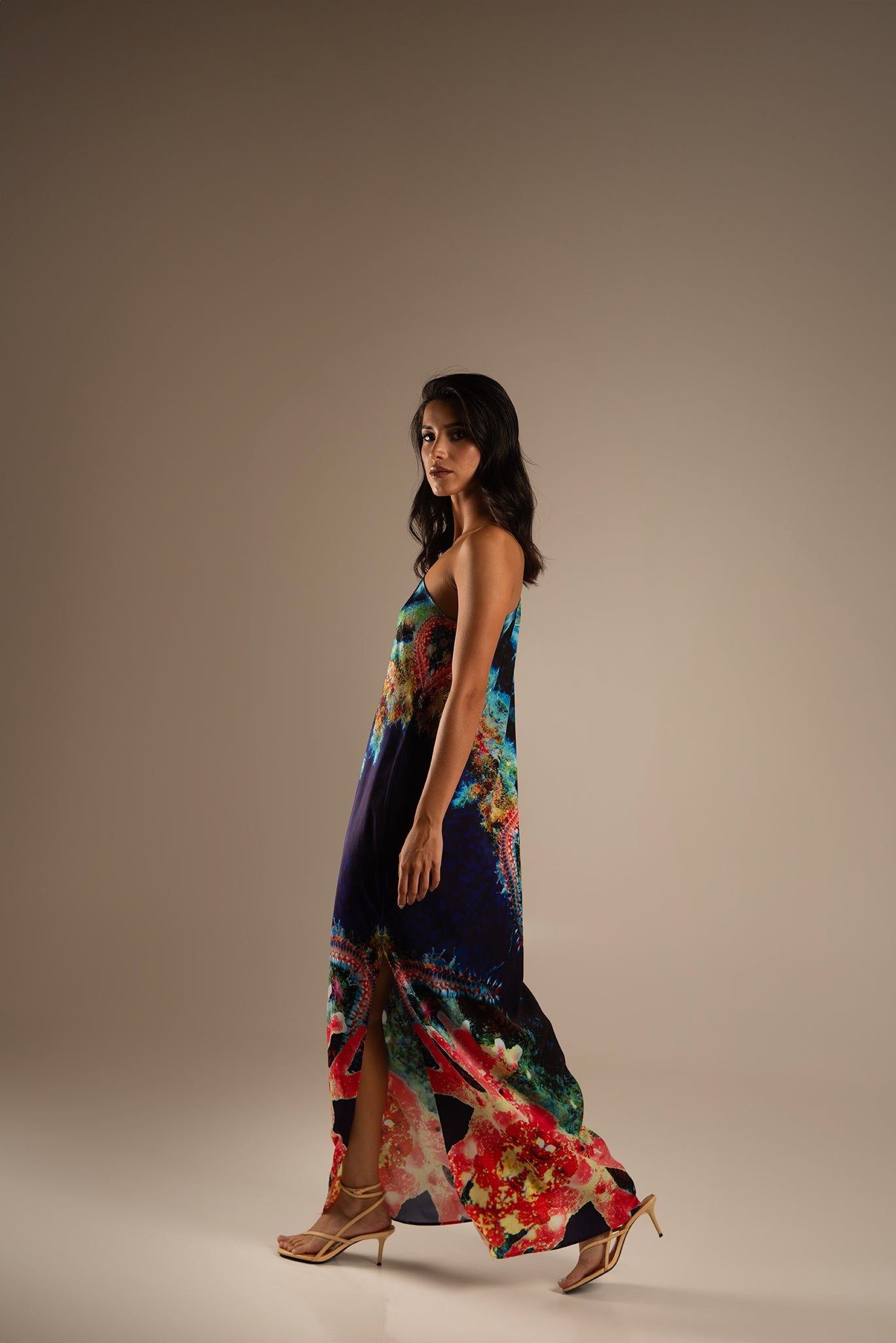 Aquatic Harmony One Shoulder Dress