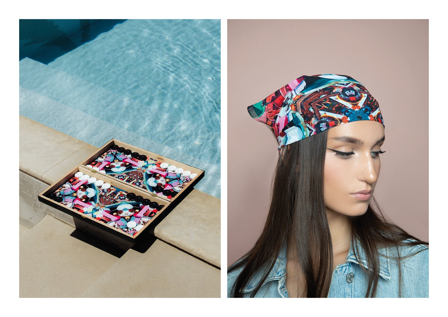 Summer in Cyprus campaign by Michalis Pantelidis Studio, featuring luxury 100% silk scarves made in Greece and celebrating Cypriot heritage.